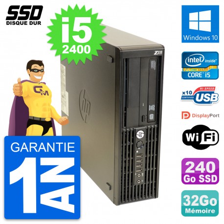 PC HP WorkStation Z210 SFF Intel i5-2400 RAM 32Go SSD 240Go Windows 10 Wifi