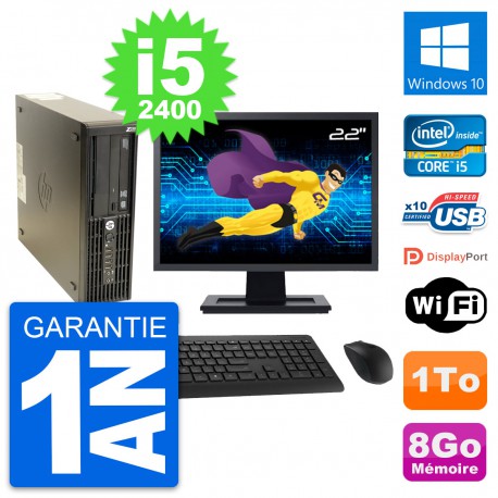 PC HP Z210 SFF Ecran 22" Intel Core i5-2400 RAM 8Go Disque 1To Windows 10 Wifi