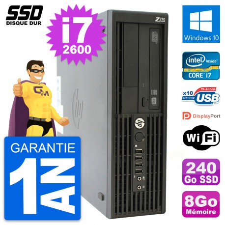 PC HP WorkStation Z210 SFF Intel Core i7-2600 RAM 8Go SSD 240Go Windows 10 Wifi