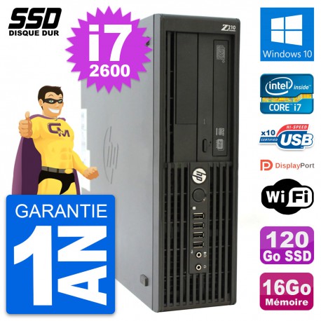 PC HP WorkStation Z210 SFF Intel i7-2600 RAM 16Go SSD 120Go Windows 10 Wifi