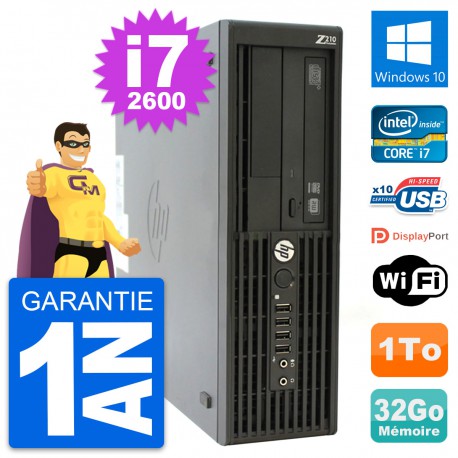 PC HP WorkStation Z210 SFF Core i7-2600 RAM 32Go Disque 1To Windows 10 Wifi