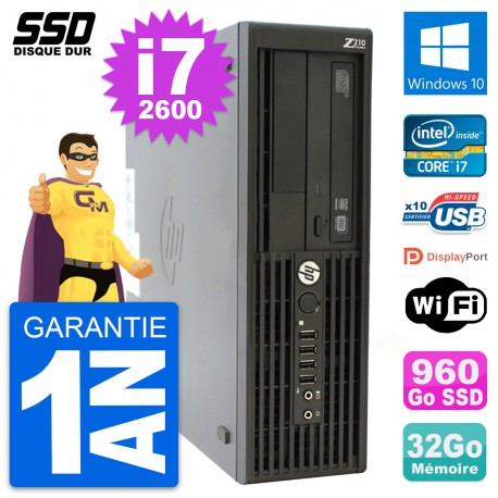 PC HP WorkStation Z210 SFF Intel i7-2600 RAM 32Go SSD 960Go Windows 10 Wifi