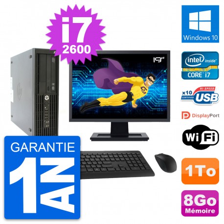 PC HP Z210 SFF Ecran 19" Intel Core i7-2600 RAM 8Go Disque 1To Windows 10 Wifi