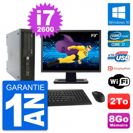 PC HP Z210 SFF Ecran 19" Intel Core i7-2600 RAM 8Go Disque 2To Windows 10 Wifi