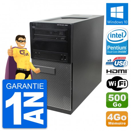 PC Tour Dell OptiPlex 390 MT G630 RAM 4Go Disque Dur 500Go HDMI Windows 10 Wifi