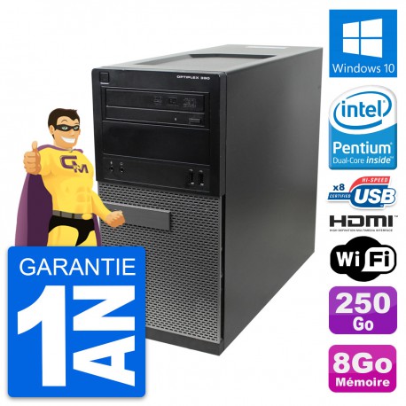 PC Tour Dell OptiPlex 390 MT G630 RAM 8Go Disque Dur 250Go HDMI Windows 10 Wifi
