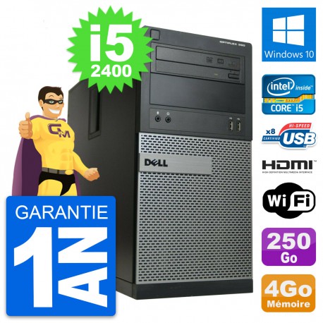 PC Tour Dell OptiPlex 390 MT i5-2400 RAM 4Go Disque 250Go HDMI Windows 10 Wifi