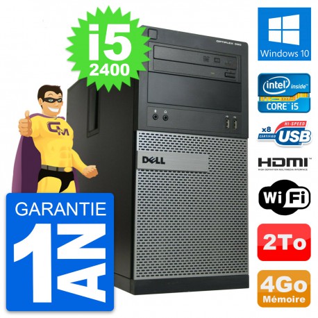 PC Tour Dell OptiPlex 390 MT i5-2400 RAM 4Go Disque Dur 2To HDMI Windows 10 Wifi