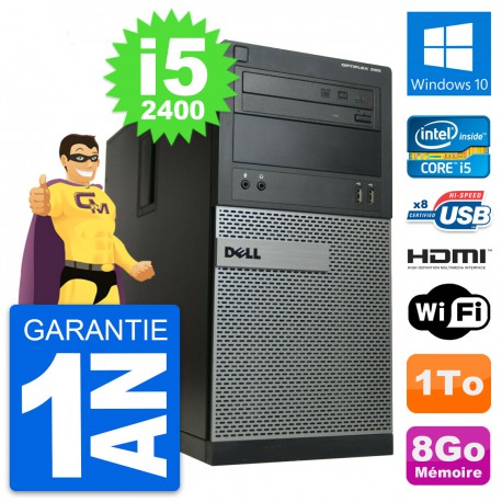 PC Tour Dell OptiPlex 390 MT i5-2400 RAM 8Go Disque 1To HDMI Windows 10 Wifi