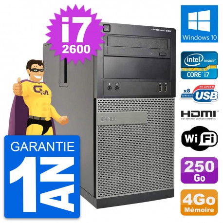PC Tour Dell OptiPlex 390 MT i7-2600 RAM 4Go Disque 250Go HDMI Windows 10 Wifi