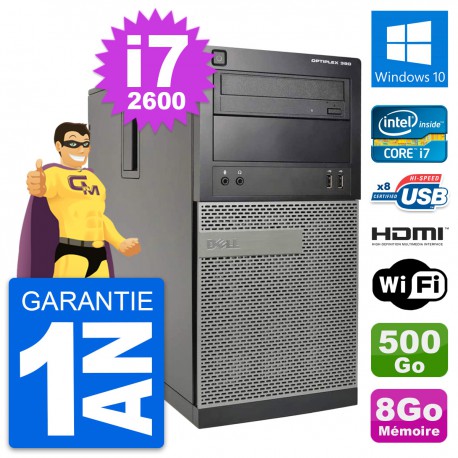 PC Tour Dell OptiPlex 390 MT i7-2600 RAM 8Go Disque 500Go HDMI Windows 10 Wifi
