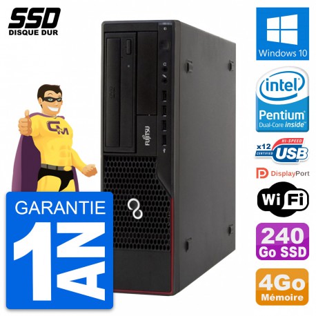 PC Fujitsu Esprimo E910 DT Intel G630 RAM 4Go SSD 240Go Windows 10 Wifi