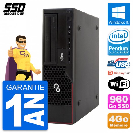 PC Fujitsu Esprimo E910 DT Intel G630 RAM 4Go SSD 960Go Windows 10 Wifi