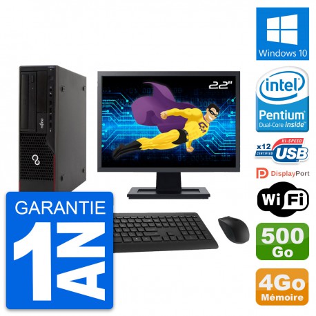 PC Fujitsu E910 DT Ecran 22" Intel G630 RAM 4Go Disque 500Go Windows 10 Wifi