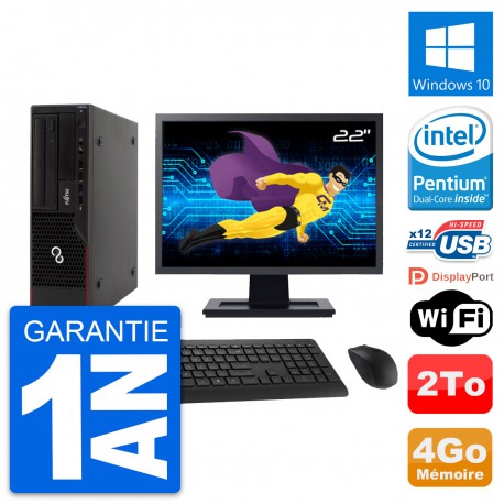 PC Fujitsu E910 DT Ecran 22" Intel G630 RAM 4Go Disque Dur 2To Windows 10 Wifi