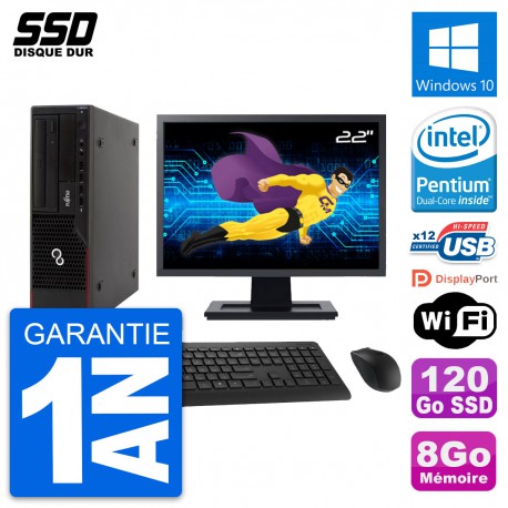 PC Fujitsu E910 DT Ecran 22" Intel G630 RAM 8Go SSD 120Go Windows 10 Wifi