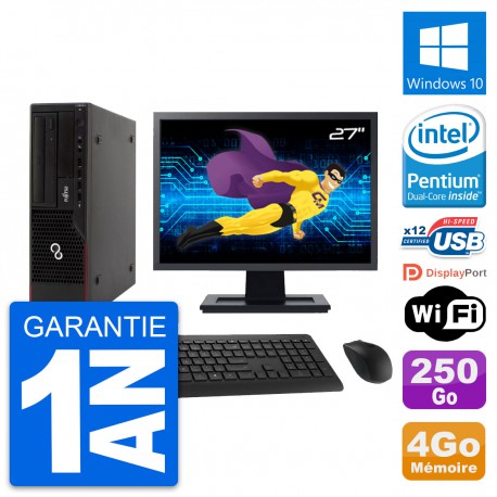 PC Fujitsu E910 DT Ecran 27" Intel G630 RAM 4Go Disque 250Go Windows 10 Wifi