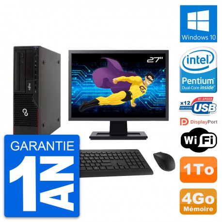 PC Fujitsu E910 DT Ecran 27" Intel G630 RAM 4Go Disque Dur 1To Windows 10 Wifi