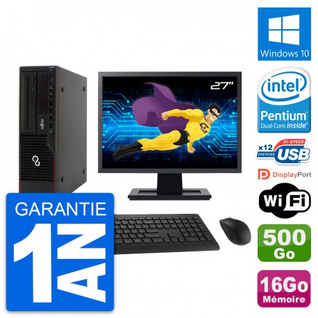PC Fujitsu E910 DT Ecran 27" Intel G630 RAM 16Go Disque 500Go Windows 10 Wifi