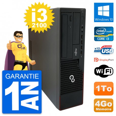 PC Fujitsu Esprimo E910 DT Intel i3-2100 RAM 4Go Disque Dur 1To Windows 10 Wifi