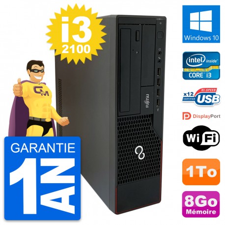 PC Fujitsu Esprimo E910 DT Intel i3-2100 RAM 8Go Disque Dur 1To Windows 10 Wifi