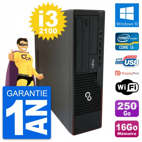 PC Fujitsu Esprimo E910 DT Intel i3-2100 RAM 16Go Disque 250Go Windows 10 Wifi