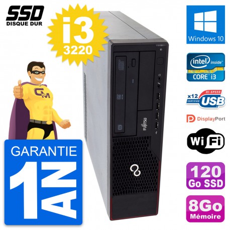 PC Fujitsu Esprimo E910 DT Intel Core i3-3220 RAM 8Go SSD 120Go Windows 10 Wifi