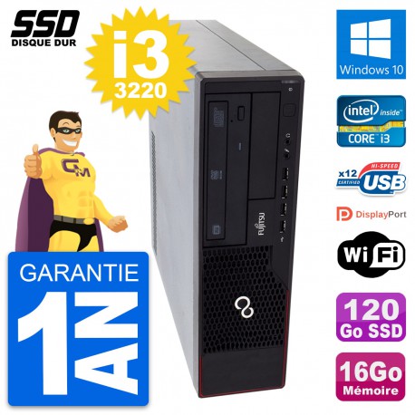 PC Fujitsu Esprimo E910 DT Intel Core i3-3220 RAM 16Go SSD 120Go Windows 10 Wifi