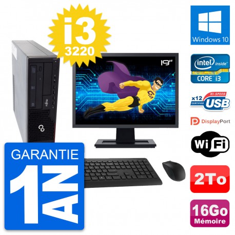PC Fujitsu E910 DT Ecran 19" Intel i3-3220 RAM 16Go Disque 2To Windows 10 Wifi