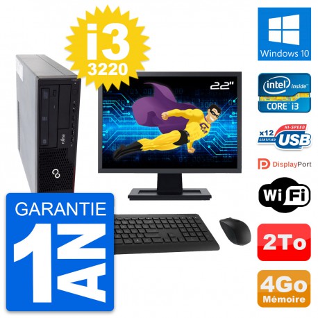 PC Fujitsu E910 DT Ecran 22" Intel i3-3220 RAM 4Go Disque 2To Windows 10 Wifi
