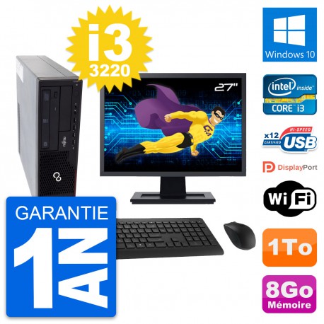 PC Fujitsu E910 DT Ecran 27" Intel i3-3220 RAM 8Go Disque 1To Windows 10 Wifi