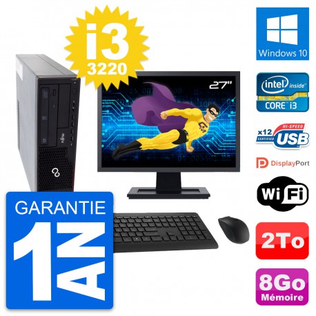 PC Fujitsu E910 DT Ecran 27" Intel i3-3220 RAM 8Go Disque 2To Windows 10 Wifi
