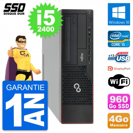 PC Fujitsu Esprimo E910 DT Intel Core i5-2400 RAM 4Go SSD 960Go Windows 10 Wifi