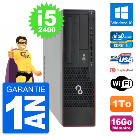PC Fujitsu Esprimo E910 DT Intel i5-2400 RAM 16Go Disque Dur 1To Windows 10 Wifi