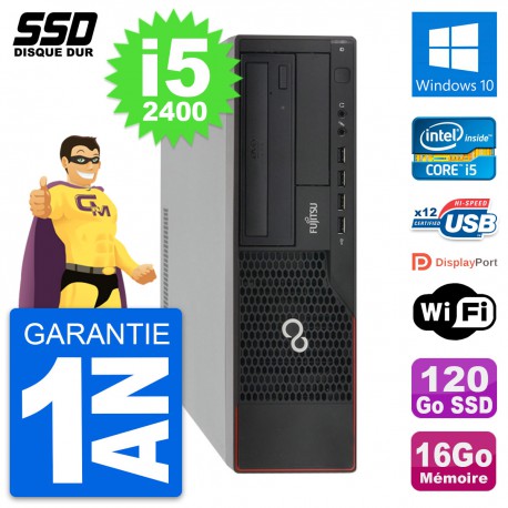 PC Fujitsu Esprimo E910 DT Intel Core i5-2400 RAM 16Go SSD 120Go Windows 10 Wifi
