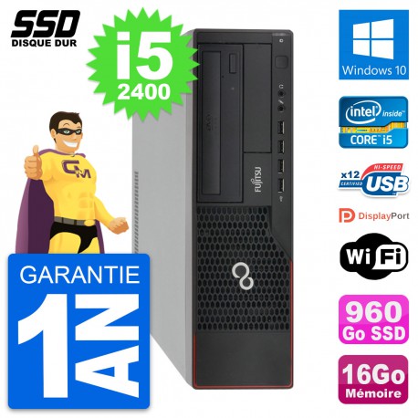 PC Fujitsu Esprimo E910 DT Intel Core i5-2400 RAM 16Go SSD 960Go Windows 10 Wifi