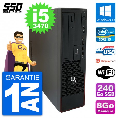 PC Fujitsu Esprimo E910 DT Intel Core i5-3470 RAM 8Go SSD 240Go Windows 10 Wifi
