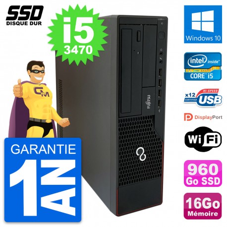 PC Fujitsu Esprimo E910 DT Intel Core i5-3470 RAM 16Go SSD 960Go Windows 10 Wifi