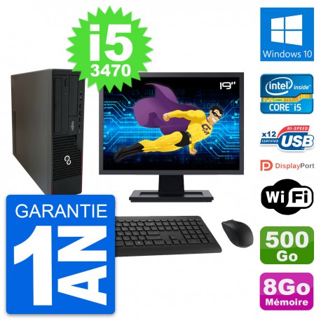 PC Fujitsu E910 DT Ecran 19" Intel i5-3470 RAM 8Go Disque 500Go Windows 10 Wifi