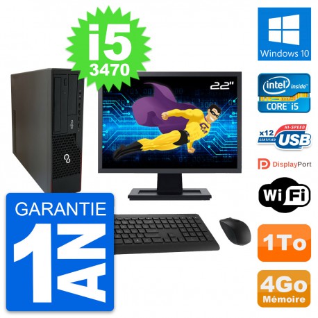 PC Fujitsu E910 DT Ecran 22" Intel i5-3470 RAM 4Go Disque 1To Windows 10 Wifi