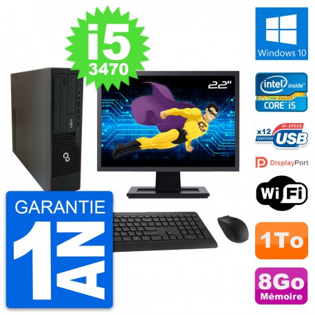 PC Fujitsu E910 DT Ecran 22" Intel i5-3470 RAM 8Go Disque 1To Windows 10 Wifi