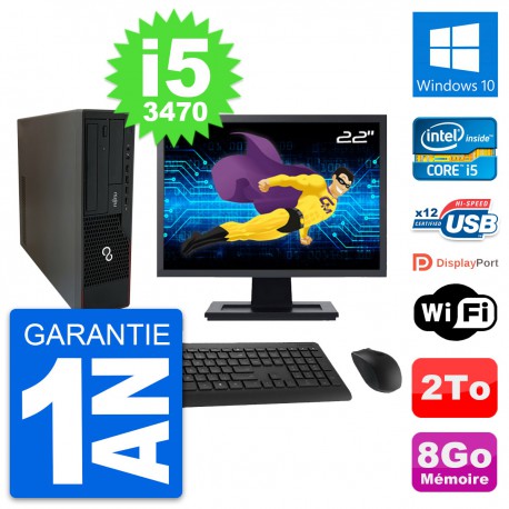 PC Fujitsu E910 DT Ecran 22" Intel i5-3470 RAM 8Go Disque 2To Windows 10 Wifi