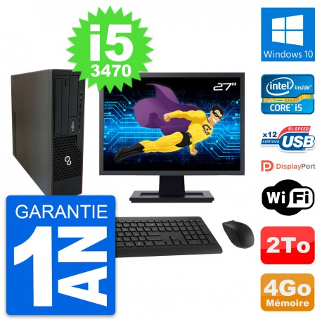 PC Fujitsu E910 DT Ecran 27" Intel i5-3470 RAM 4Go Disque 2To Windows 10 Wifi
