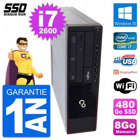 PC Fujitsu Esprimo E910 DT Intel Core i7-2600 RAM 8Go SSD 480Go Windows 10 Wifi