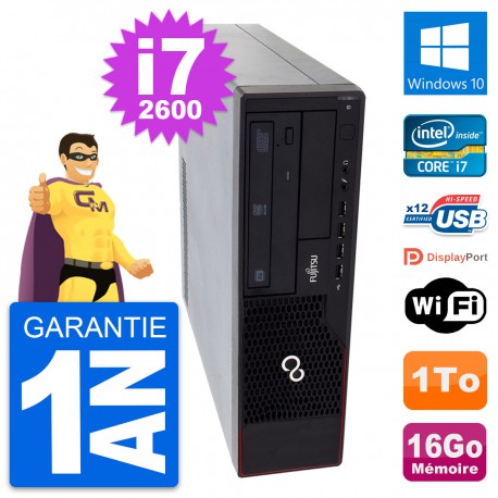 PC Fujitsu Esprimo E910 DT Intel i7-2600 RAM 16Go Disque Dur 1To Windows 10 Wifi