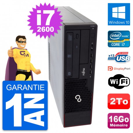 PC Fujitsu Esprimo E910 DT Intel i7-2600 RAM 16Go Disque Dur 2To Windows 10 Wifi