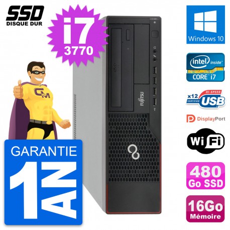 PC Fujitsu Esprimo E910 DT Intel Core i7-3770 RAM 16Go SSD 480Go Windows 10 Wifi