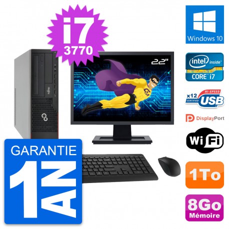 PC Fujitsu E910 DT Ecran 22" Intel i7-3770 RAM 8Go Disque 1To Windows 10 Wifi