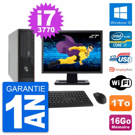 PC Fujitsu E910 DT Ecran 27" Intel i7-3770 RAM 16Go Disque 1To Windows 10 Wifi