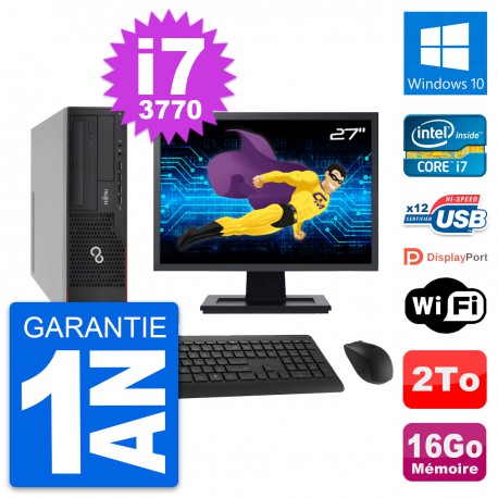 PC Fujitsu E910 DT Ecran 27" Intel i7-3770 RAM 16Go Disque 2To Windows 10 Wifi